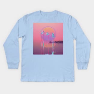 Retrowave sunset aesthetic Kids Long Sleeve T-Shirt